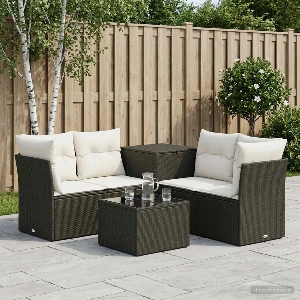 Set di divani 6 pz Nero e Bianco Crema 3447338