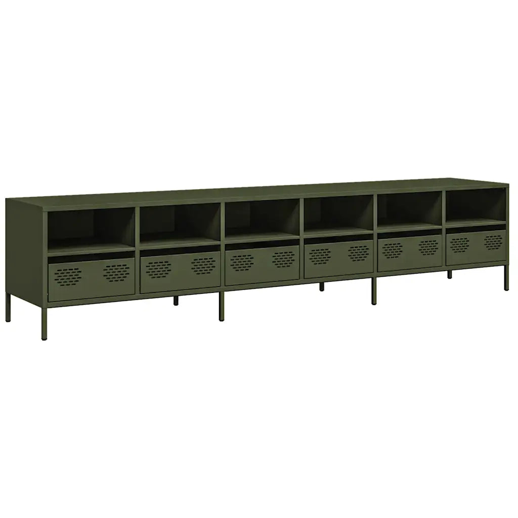 Mobile TV Verde Oliva 202x39x43,5 cm Acciaio Laminato a Freddo 3307159