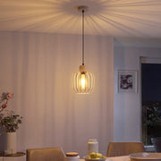 ZMH Lampada a Sospensione 1 Luce Legno Grigio E27 Moderna per Soggiorno Cucina Isola Corridoio Senza Lampadina