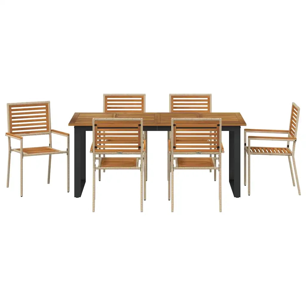 Set da Pranzo per Giardino 7 pcs Beige Legno di Acacia Massello 3365465