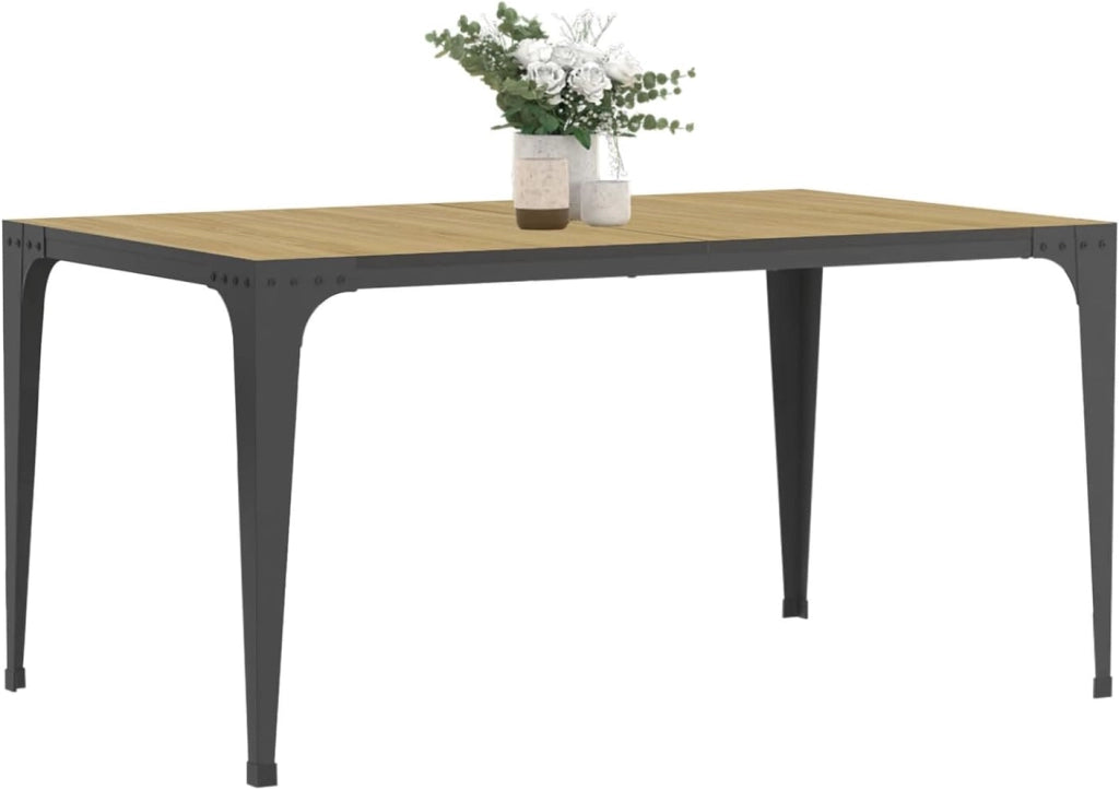 Tavolo da pranzo rettangolare NELLY 8 persone legno e nero design industriale 150 cm