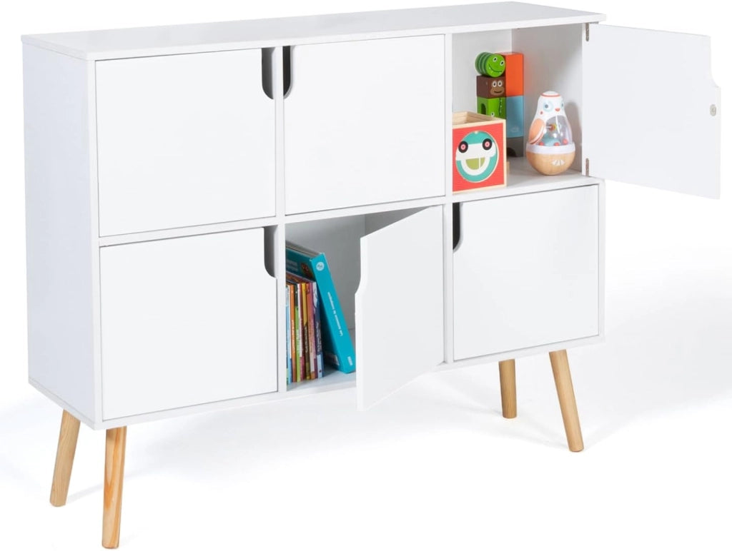 Libreria cubo per bambini in legno bianco con 6 scomparti EMMIE