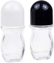Deodorante a rullo 2-Pack - Flaconcini vuoti 50 ML - Applicatore riutilizzabile - Adatto per oli - Antiscivolo - Vetro resistente - Flacone a rullo