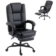 Sedia da Ufficio Ergonomica e Reclinabile 150¡ã con Poggiapiedi, in Cotone e Metallo, 65x67x112-122 cm, Nero