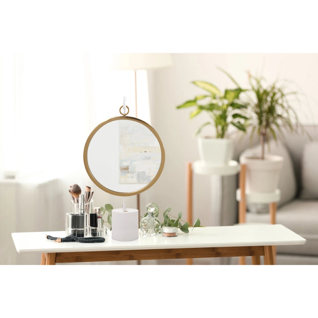Specchio da tavolo Eleganca in metallo bianco e oro