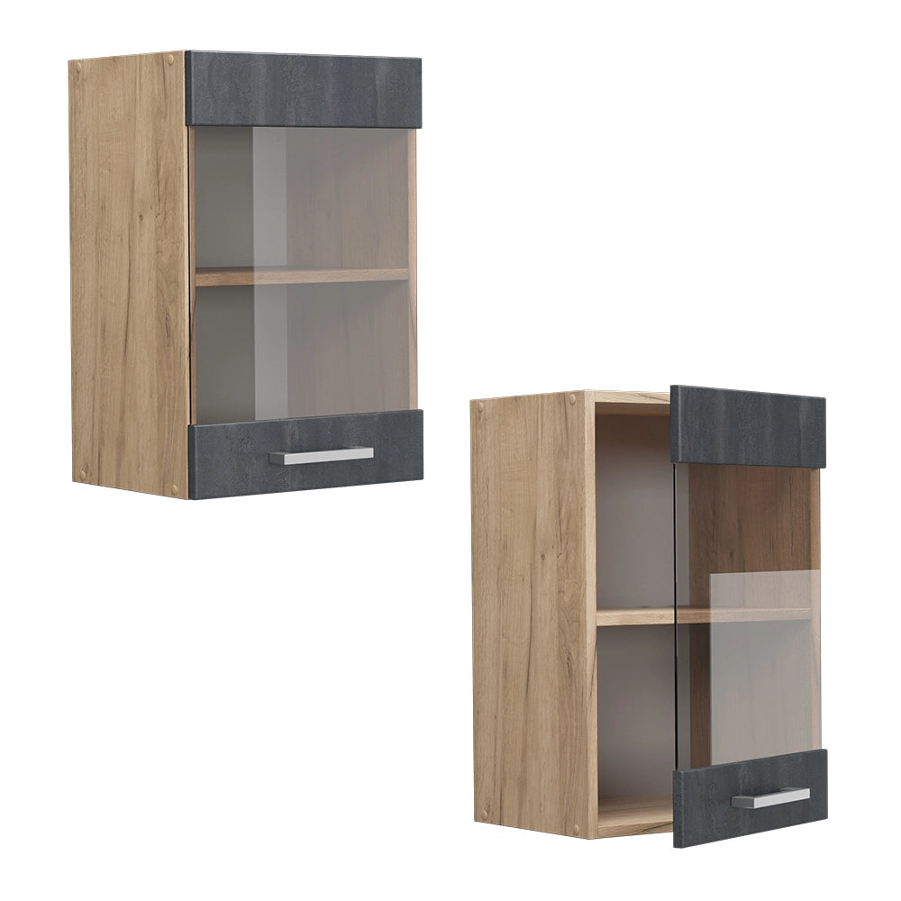 Vicco Mobile da cucina in vetro Calcestruzzo nero 40 cm
