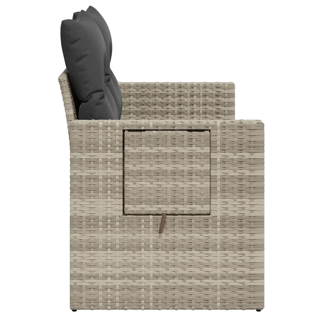 Divano da Giardino con Cuscini 2 Posti Grigio Chiaro Polyrattan 366196