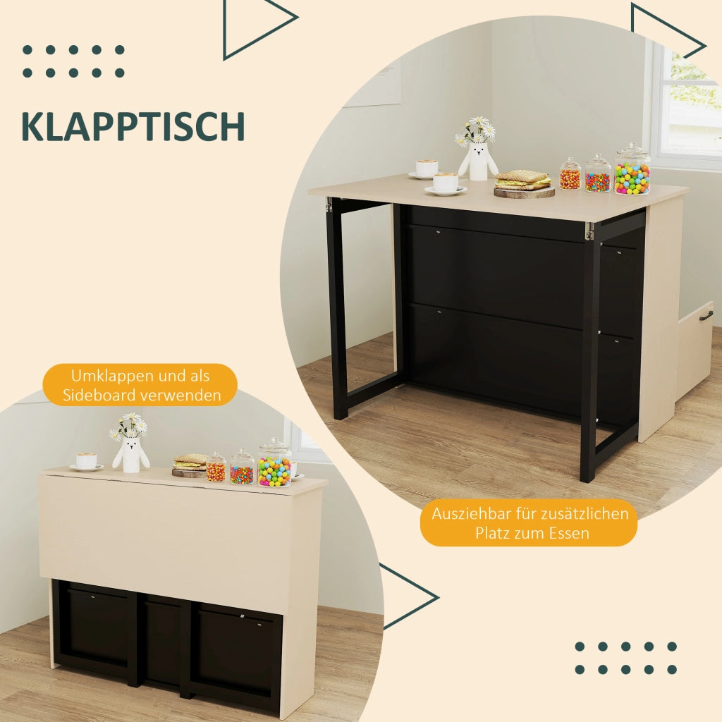 Set bar con tavolo pieghevole e sgabelli ¨C zephmum ¨C nero+rovere 116x70x89,5cm