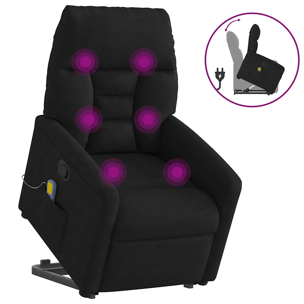 Poltrona Alzapersona Reclinante Massaggiante | Sedia Relax Nera Microfibra