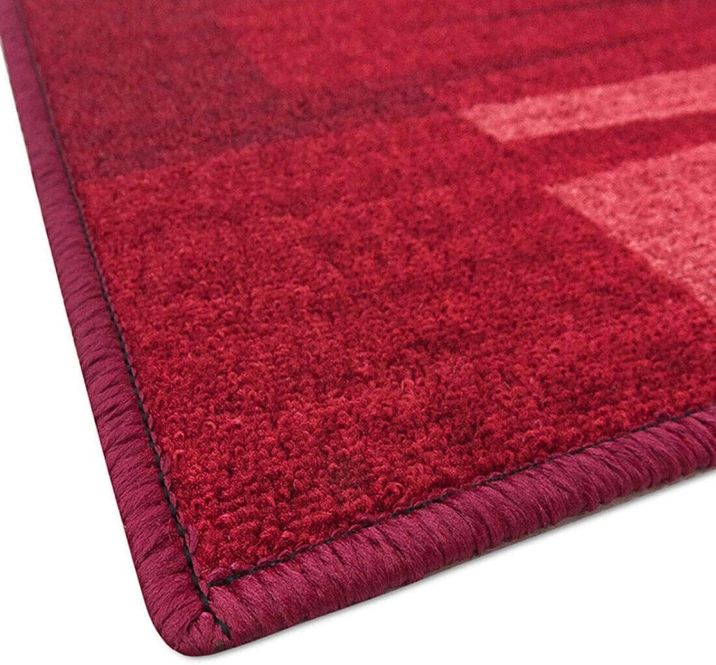Passatoia Scala Bordata 67x1000 cm Ingresso Corridoio Tappeto Cucina Gradini Zig Zag Bordeaux