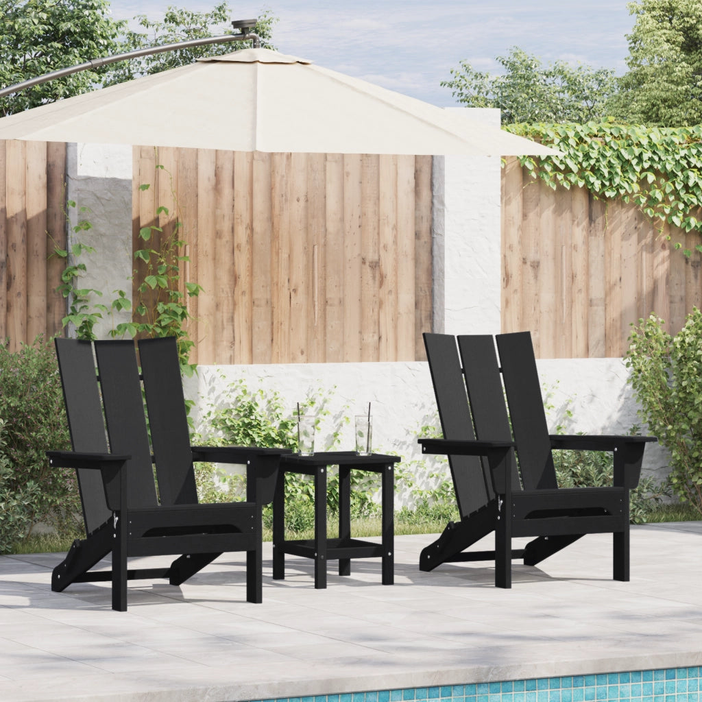Sedie Adirondack Pieghevoli  2 pz Nero 74.5x80.5x90 cm HDPE