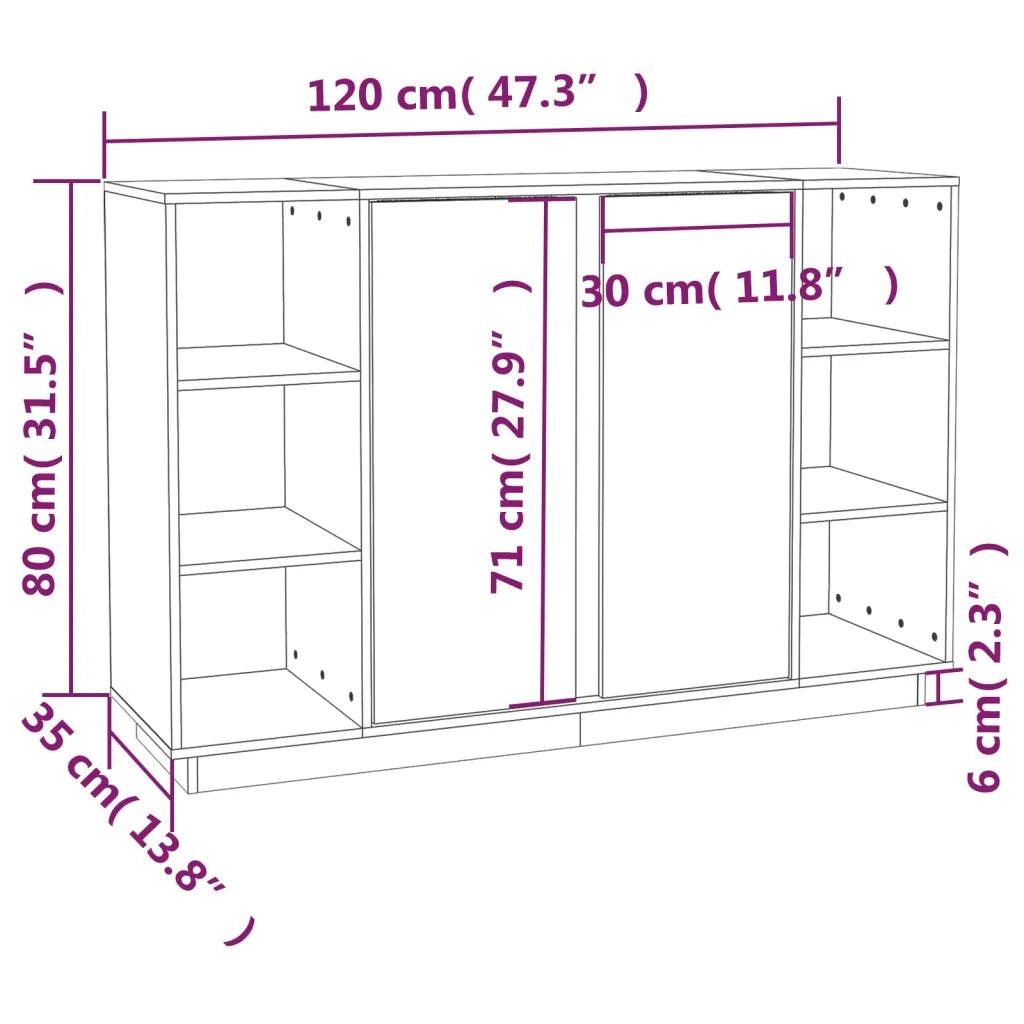 Credenza Bianca 120x35x80 cm in Legno Massello di Pino cod mxl 16125