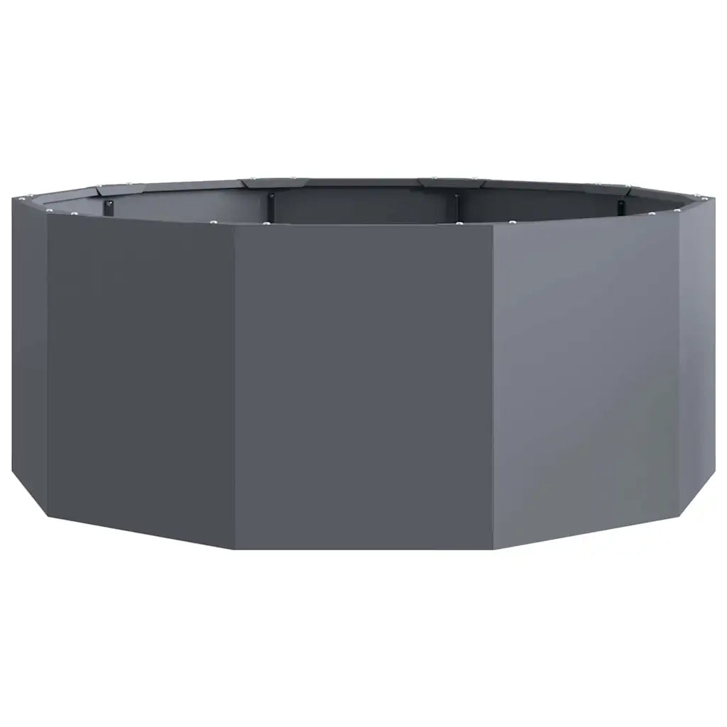 Fioriera da esterno rotonda dal design moderno 90 x 90 x 35 cm pratica e resistente realizzata in acciaio color antracite 02_0052973