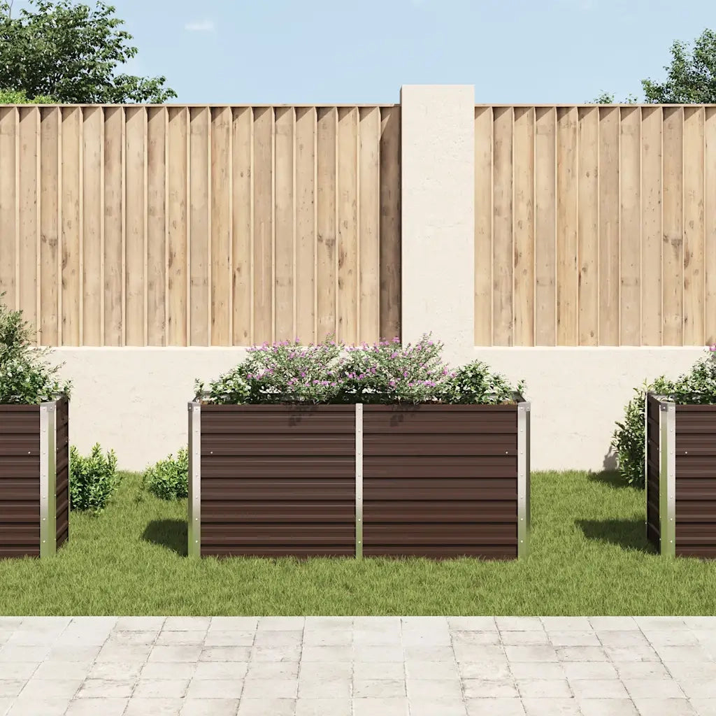 Letto Rialzato Giardino Marrone 160x40x77 cm in Acciaio Zincato 45717