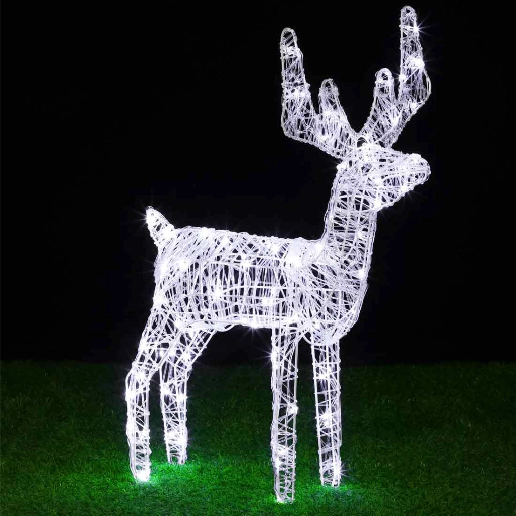 Renna Natalizia Luminosa per Esterno 80 LED Bianco Freddo Addobbi 3D Natale