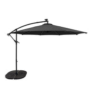 Ombrellone LED Decentrato 3m Grigio Banana con Base 4 Pesi 56kg