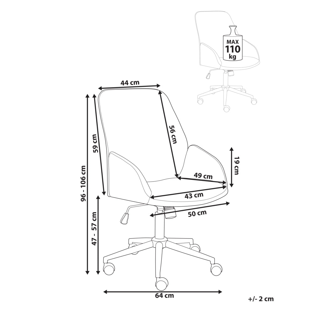 Sedia da ufficio grigio scuro con rivestimento in finto lino, girevole, poltroncina da salotto, con regolazione dell'altezza del sedile