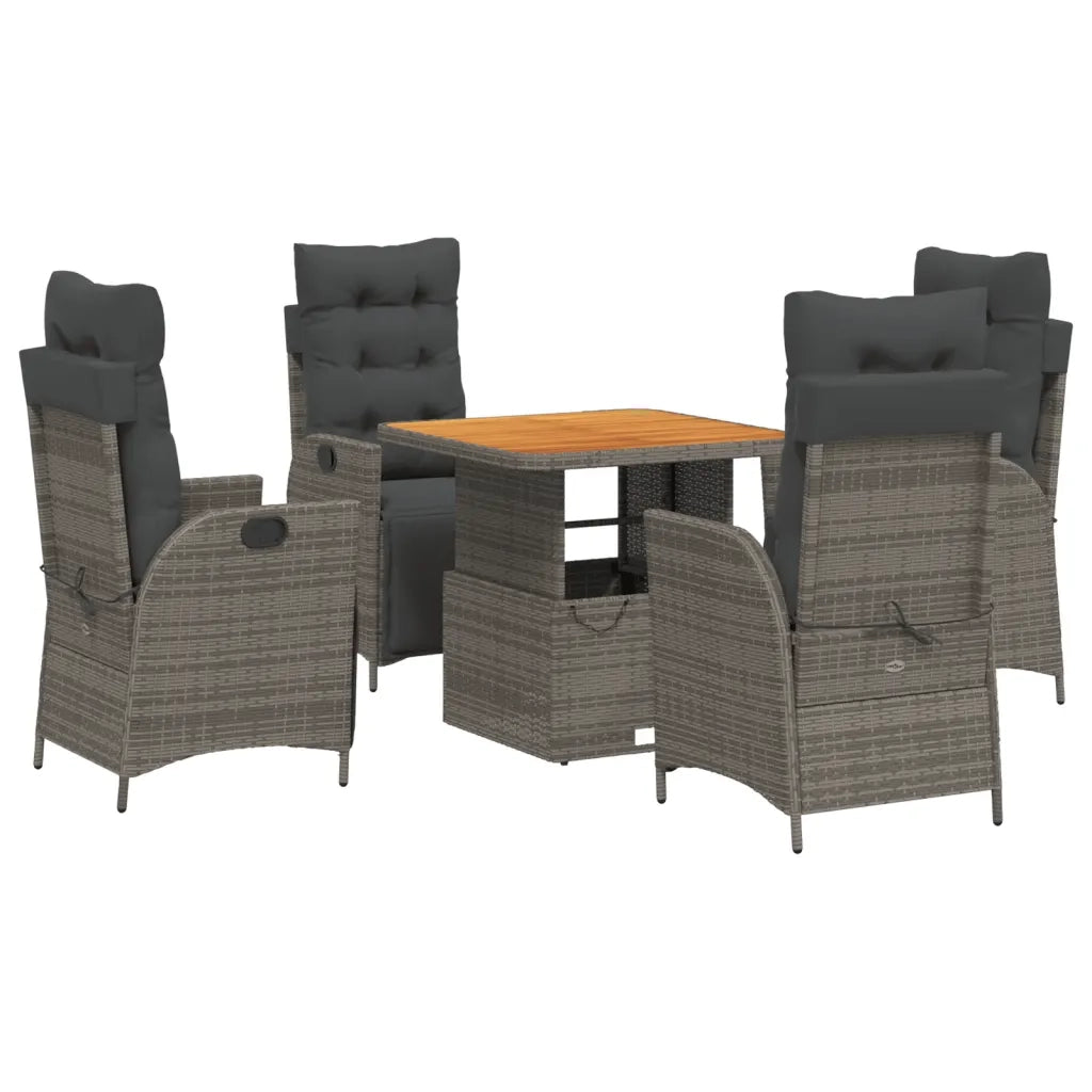 Set da Pranzo da Giardino 5 pz con Cuscini in Polyrattan Grigio 3277460