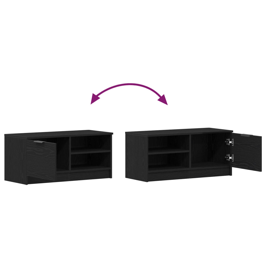Mobile TV  2 pezzi Nero Rovere 80x35x36,5 cm Legno ingegnerizzato
