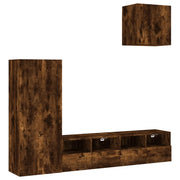 Mobili TV a Muro 4pz | Armadietto TV | Mobile Porta TV Rovere Fumo in Legno Multistrato