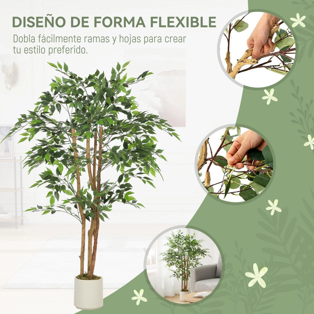 Pianta Artificiale Ficus 150 cm ¨C Xylo ¨C 1116 Foglie con Vaso Verde Decorativo per Interni
