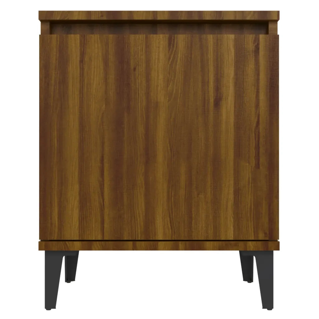 Comodino con Gambe in Metallo Rovere Marrone 40x30x50 cm 813120