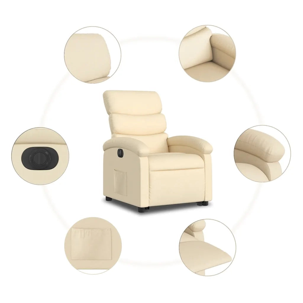 Poltrona Alzapersona Reclinabile Elettrica Crema in Tessuto 3204011