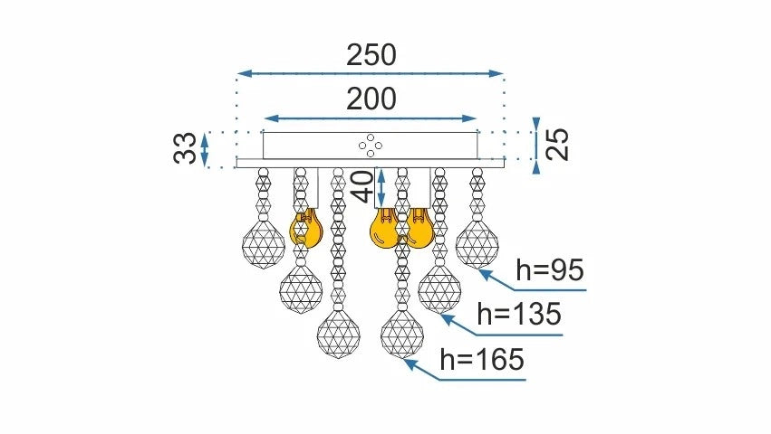Lampada Di Cristallo Da Soffitto Plafoniere APP404-4C