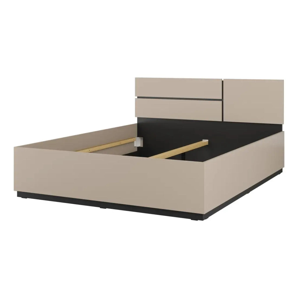 Letto HAVANA 160x200 cm beige e nero – Eleganza contemporanea e struttura senza rete