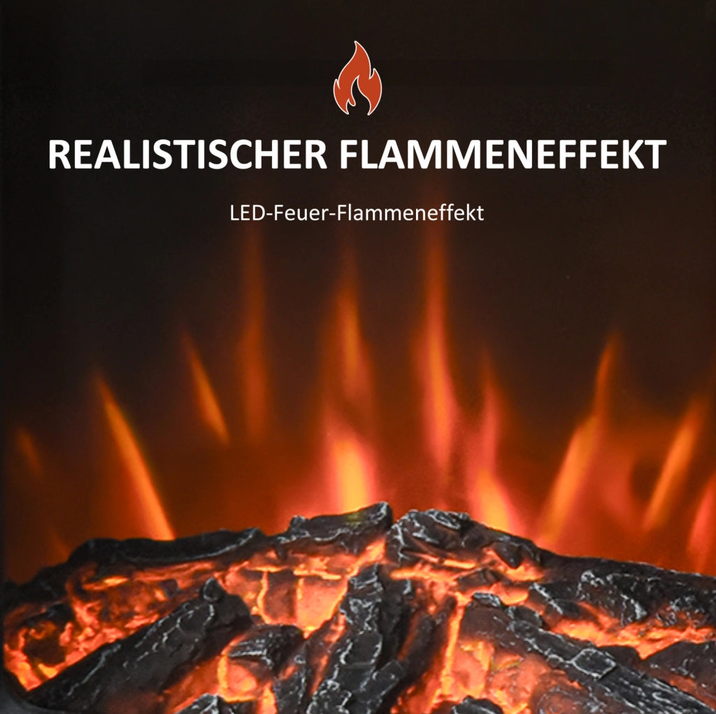 Camino elettrico nero con effetto fiamma e termostato