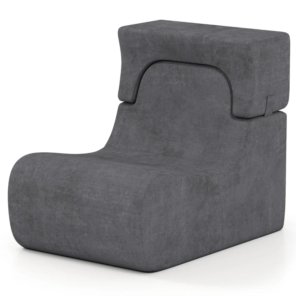 Poltrona ergonomica da pavimento removibile 95 x 65 x 81 cm comfort ottimale atmosfera accogliente in velluto grigio lucido 20_0017826
