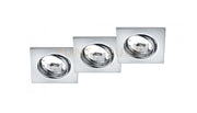 JURA KIT 3 FARETTI DA INCASSO QUADRATI ORIENTABILI CROMATI 8X8CM ATTACCO GU10
