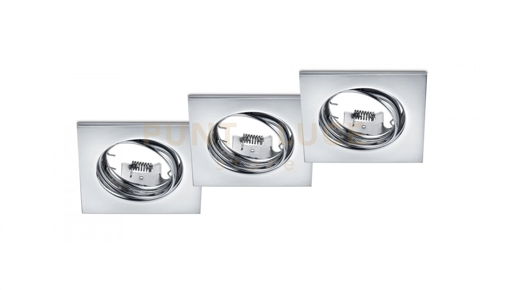 JURA KIT 3 FARETTI DA INCASSO QUADRATI ORIENTABILI CROMATI 8X8CM ATTACCO GU10