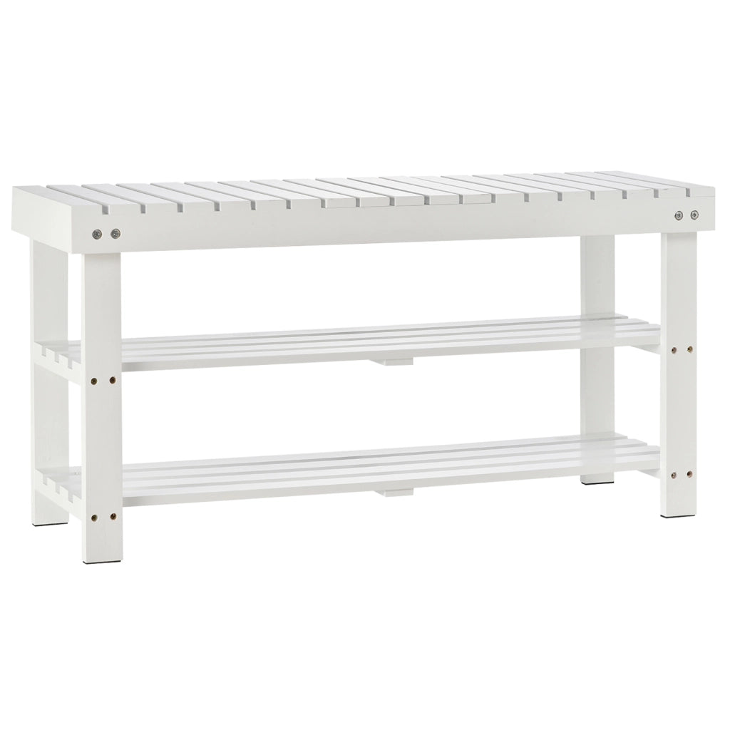 Scarpiera in Legno con Ripiano e Compartimento Nascosto ¨C Zephmum ¨C 90x29x45 Bianco
