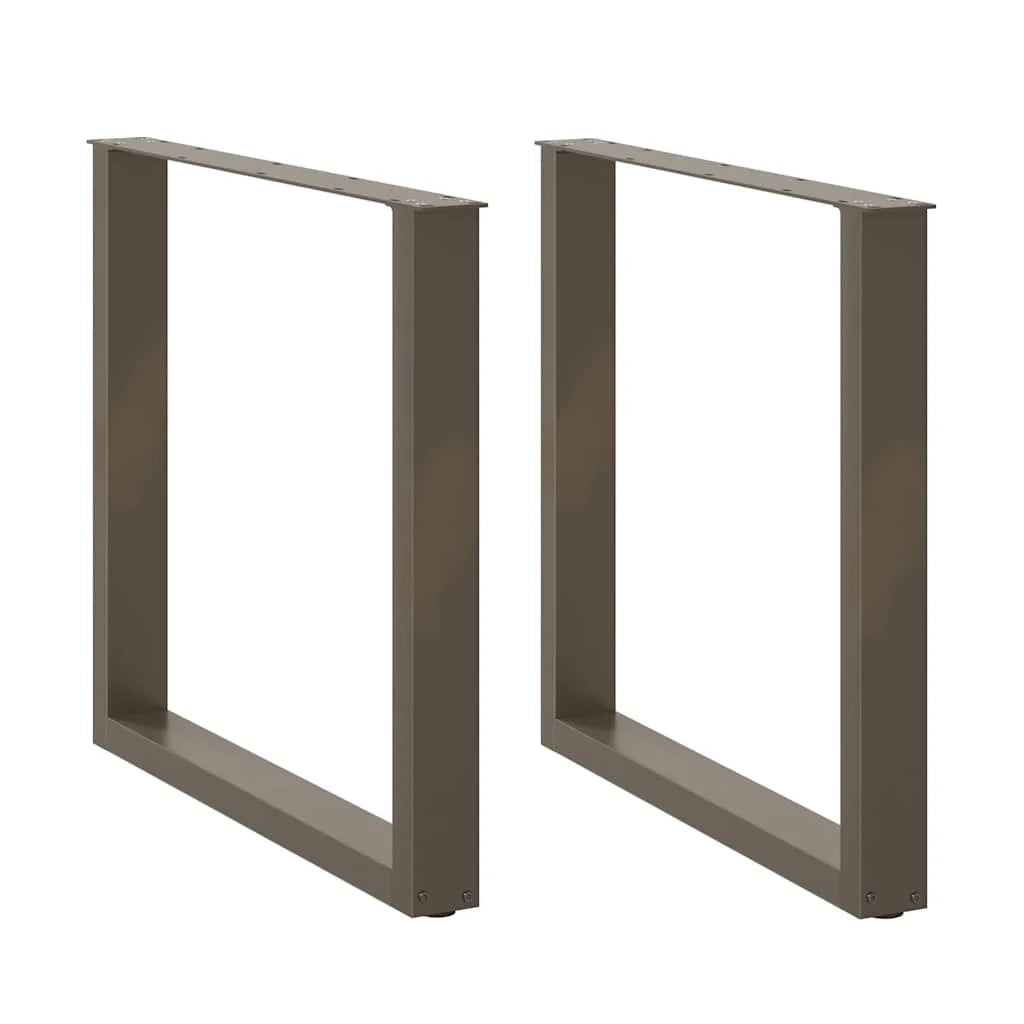 Set di 2 gambe per tavolo da pranzo a forma di U 90 x 72-73 cm con piedini regolabili design moderno acciaio naturale 02_0057435