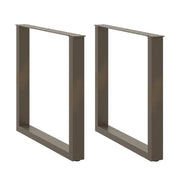 Set di 2 gambe per tavolo da pranzo a forma di U 90 x 72-73 cm con piedini regolabili design moderno acciaio naturale 02_0057435