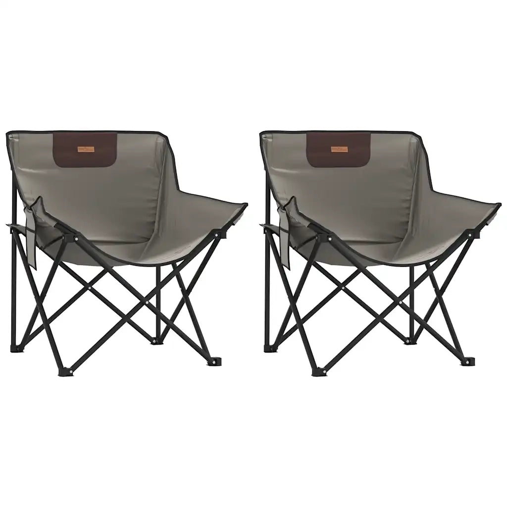 Sedie da Campeggio con Tasca Pieghevoli 2 pz Grigie