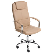 Sedia da Ufficio Girevole Regolabile in Ecopelle di colore Beige Ufficio Inclinabile