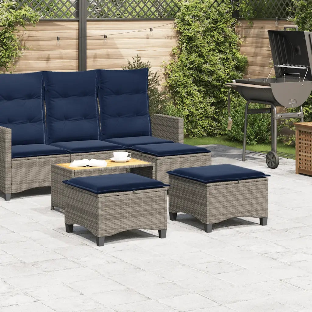 vidaXL Sgabelli Giardino con Cuscini 2 pz Grigio 55x55x36cm Polyrattan