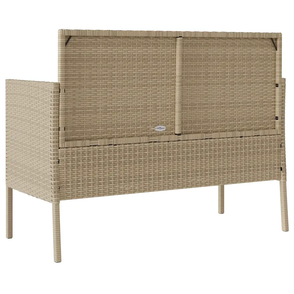Panca da Giardino con Cuscini-Sgabello-Panca da esterno Beige in Polyrattan 765304