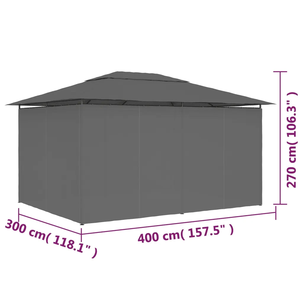 Gazebo | Pergolato da Giardino con Tende 4x3 m Antracite