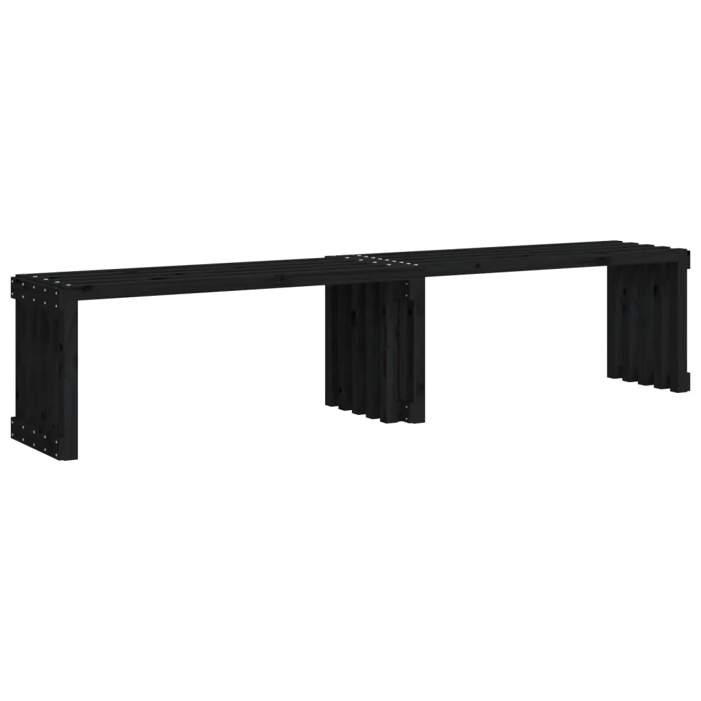 Panca Giardino Estensibile Nera 212,5x40,5x45cm Massello Pino 832527
