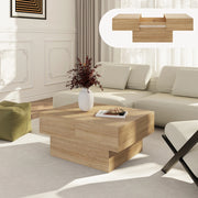 Tavolino Centrale Lens da Salotto con Piano Scorrevole 80 x 60 x 36 cm - Effetto Rovere [en.casa]