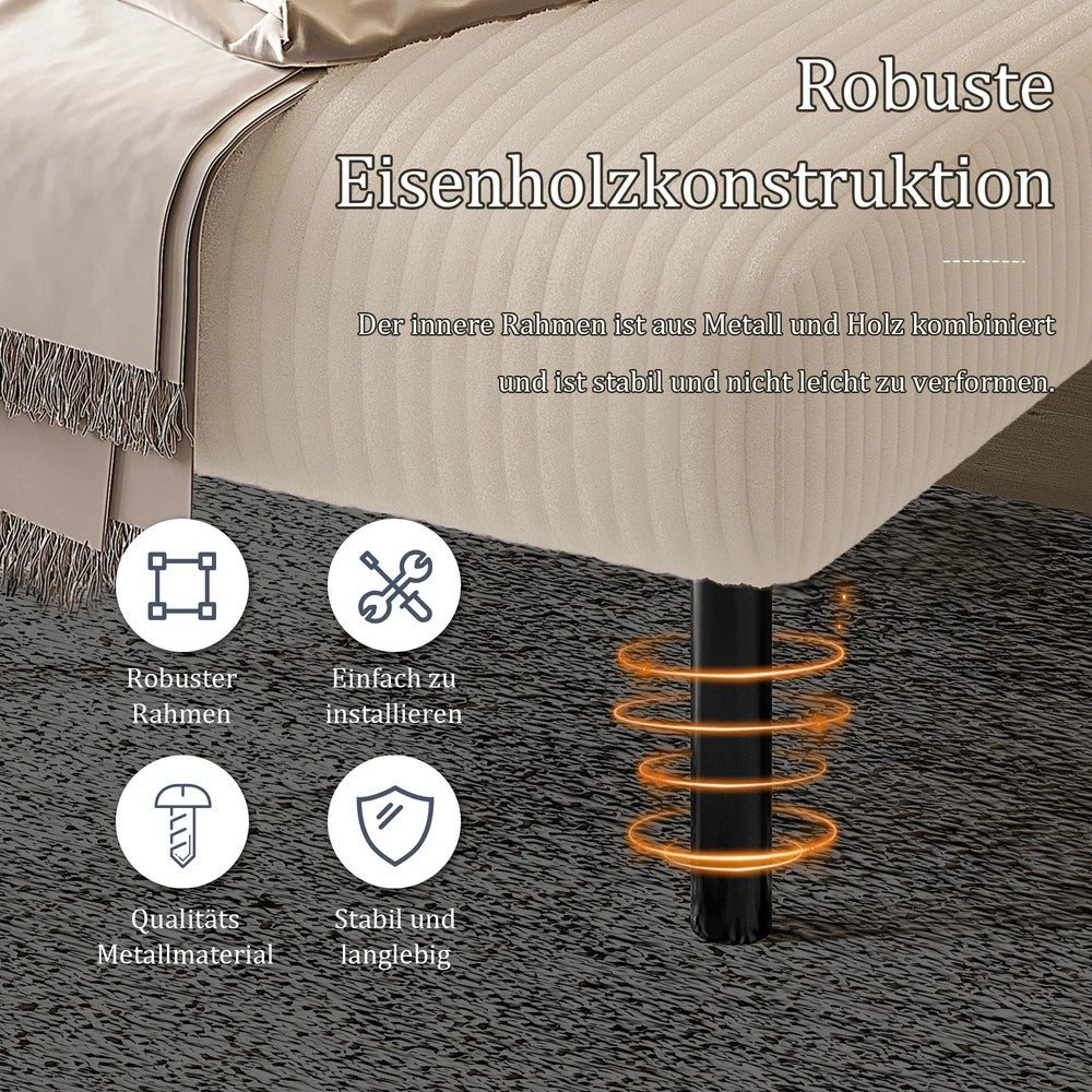 Divano in velluto ¨C Minimal ¨C Grigio chiaro, struttura solida, tasche laterali braccioli