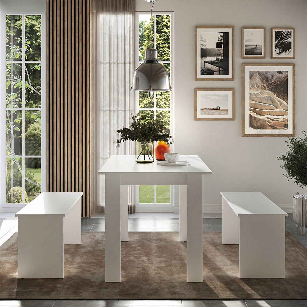Vicco Set di tavoli da pranzo Bianco 112 x 73.6 cm con 2 panche