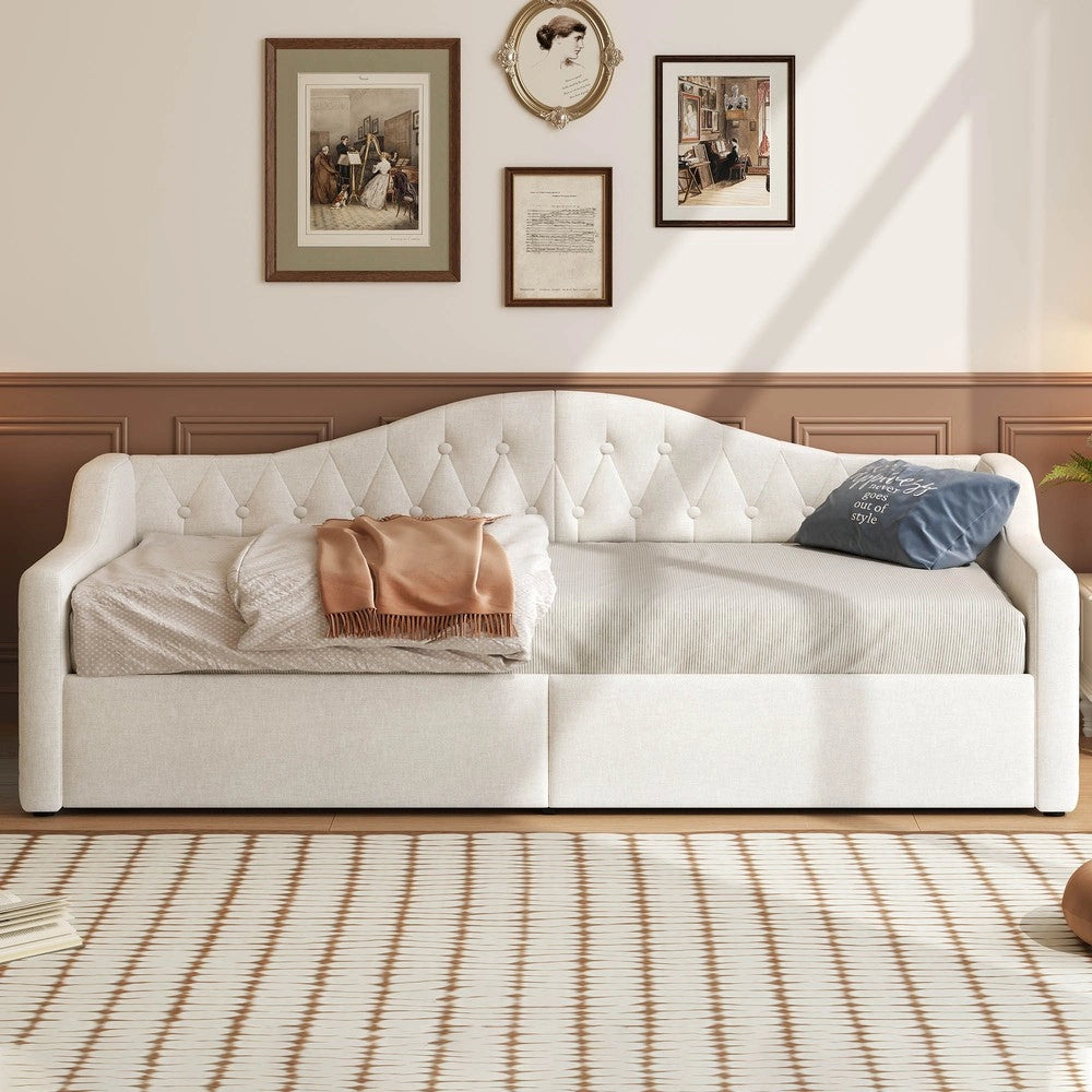 Letto Contenitore Imbottito con LED ¨C MINIMAL ¨C Beige 90x200