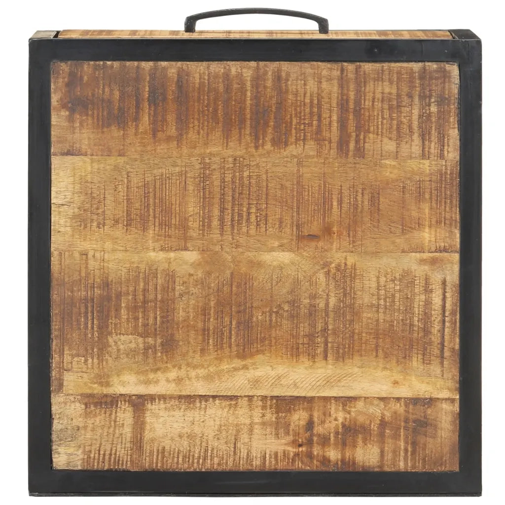 Comodino | Armadio da Notte | Mobiletto da notte 40x40x35 cm in Legno di Mango Grezzo