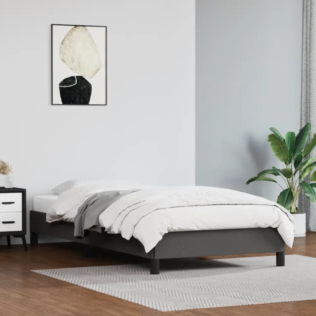 Letto singolo | Letto per adulti | Giroletto Grigio 90x190 cm in Similpelle