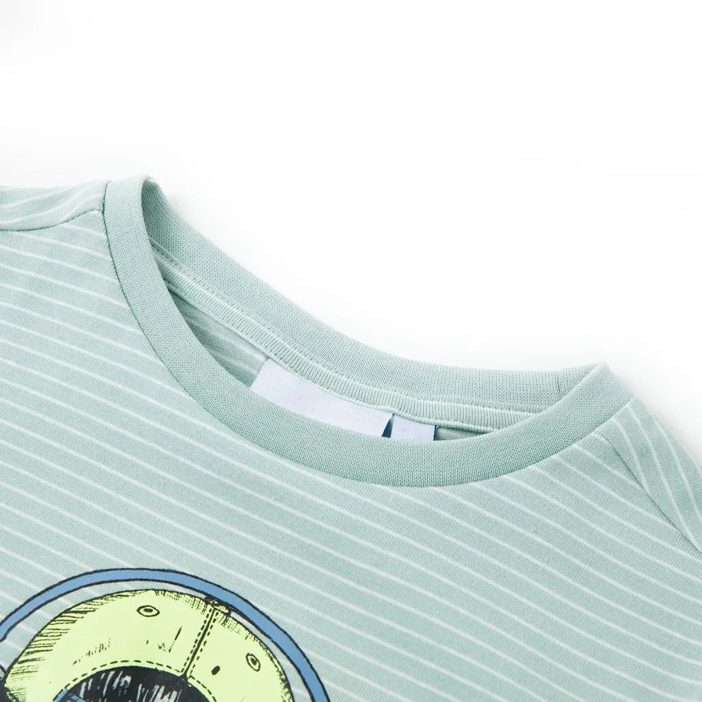Maglietta da Bambino con Strisce Menta Chiaro 104cod mxl 110764