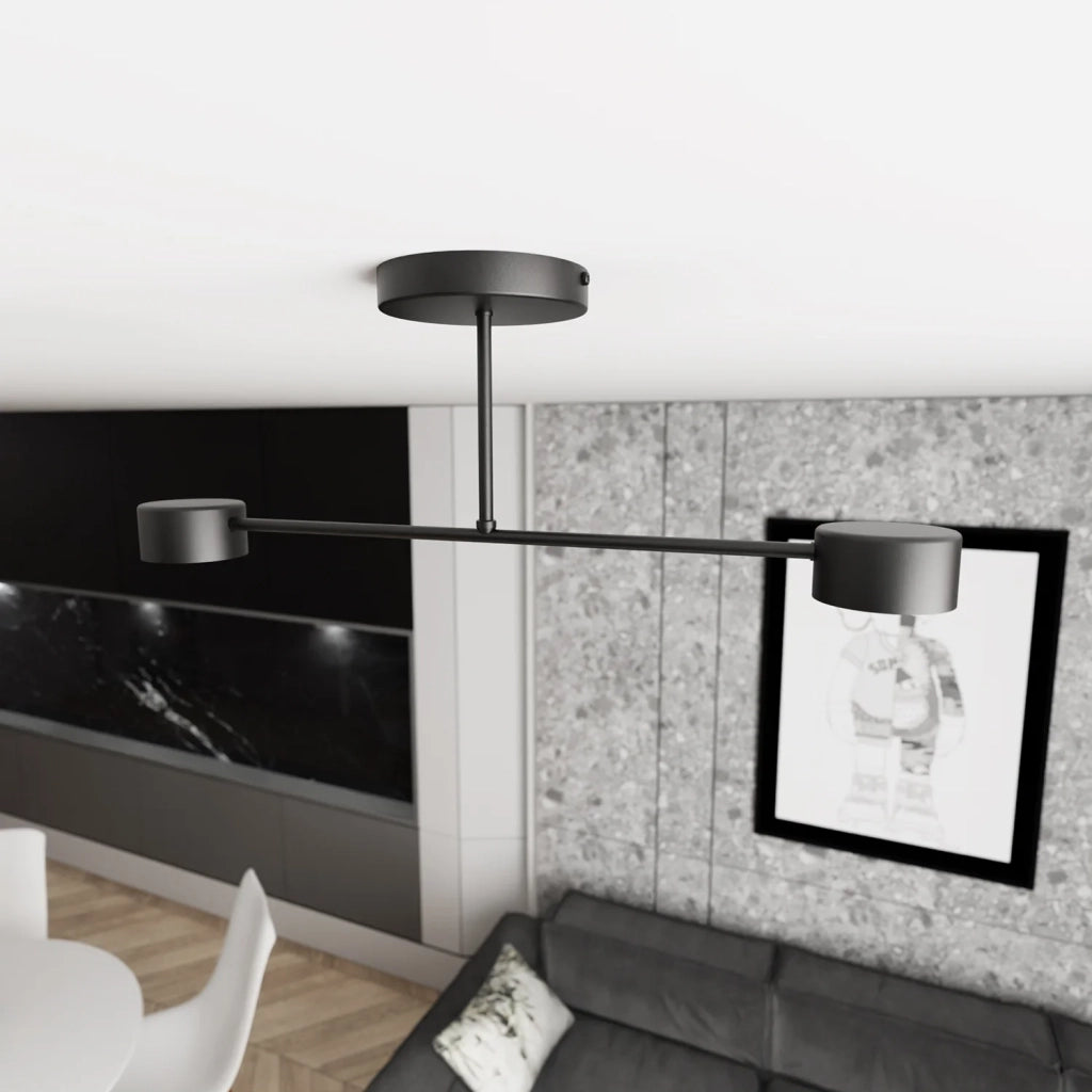 Plafoniera Moderna Thor 2 Luci Nera